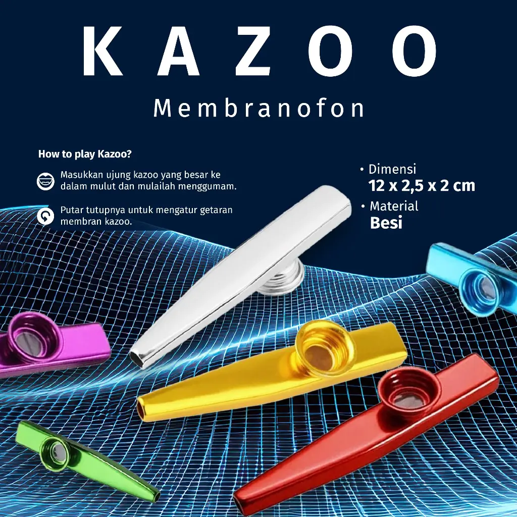 Kazoo Membranofon Bahan Besi Metal Zebra Tsai Alat Musik Tiup KZ-06