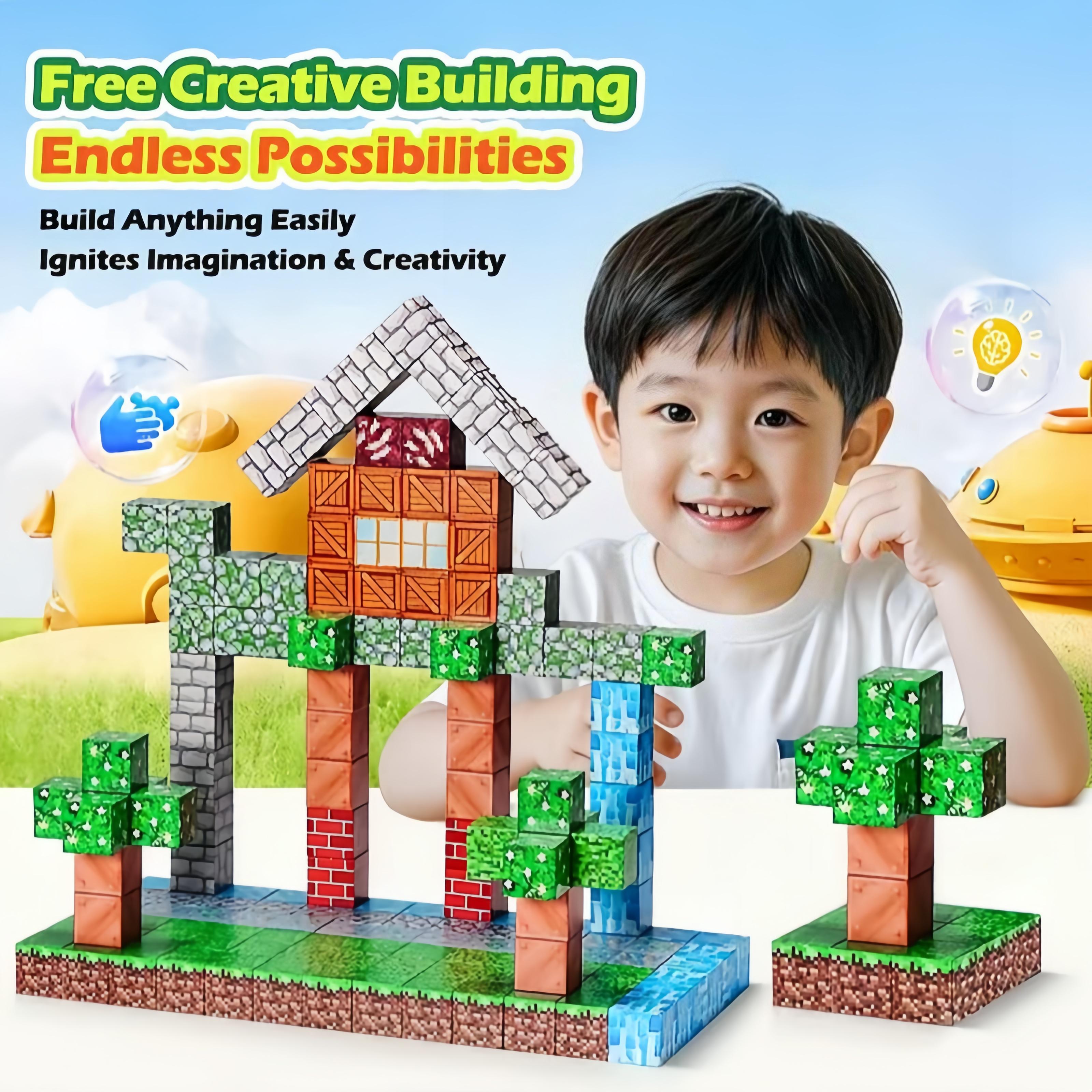 Mainan Edukatif Magnet Minecraft BlockSet My World Magnetic 4D Cube MagnetikBalok Mikey Blok Games