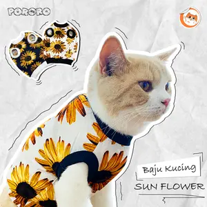 Pororo - Baju Kucing Motif Sun Flower Bahan Catun Combed 30's Printing