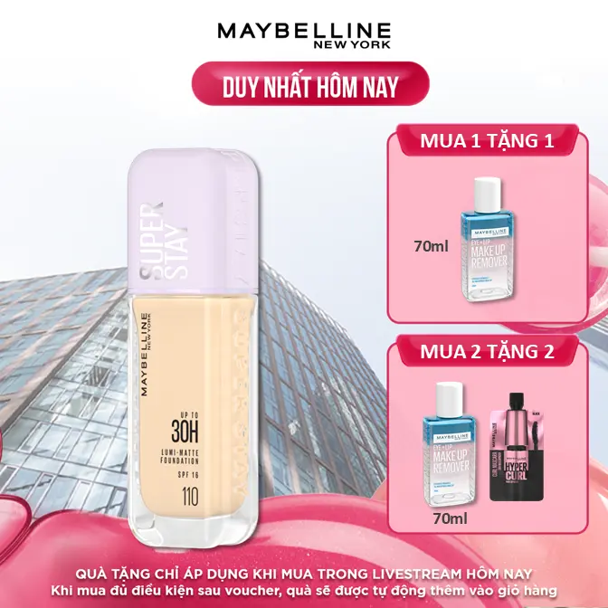 Kem nền bắt sáng Superstay Lumi Matte 30H che phủ nhẹ mặt Maybelline New York 35ml [MỚI]