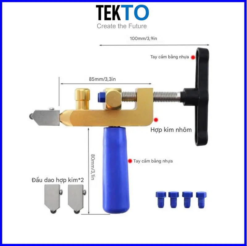 Dao cắt gạch men, Dao cắt kính kèm theo kẹp bẻ tách gạch, kính cao cấp - 058 8