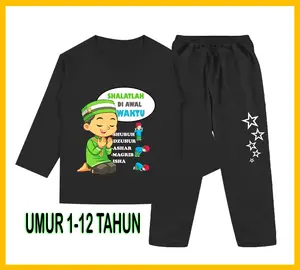 Setelan Baju Tidur Anak Gambar Muslim Anak Soleh Setelan Lengan Panjang - Baju Anak Fashion Celana