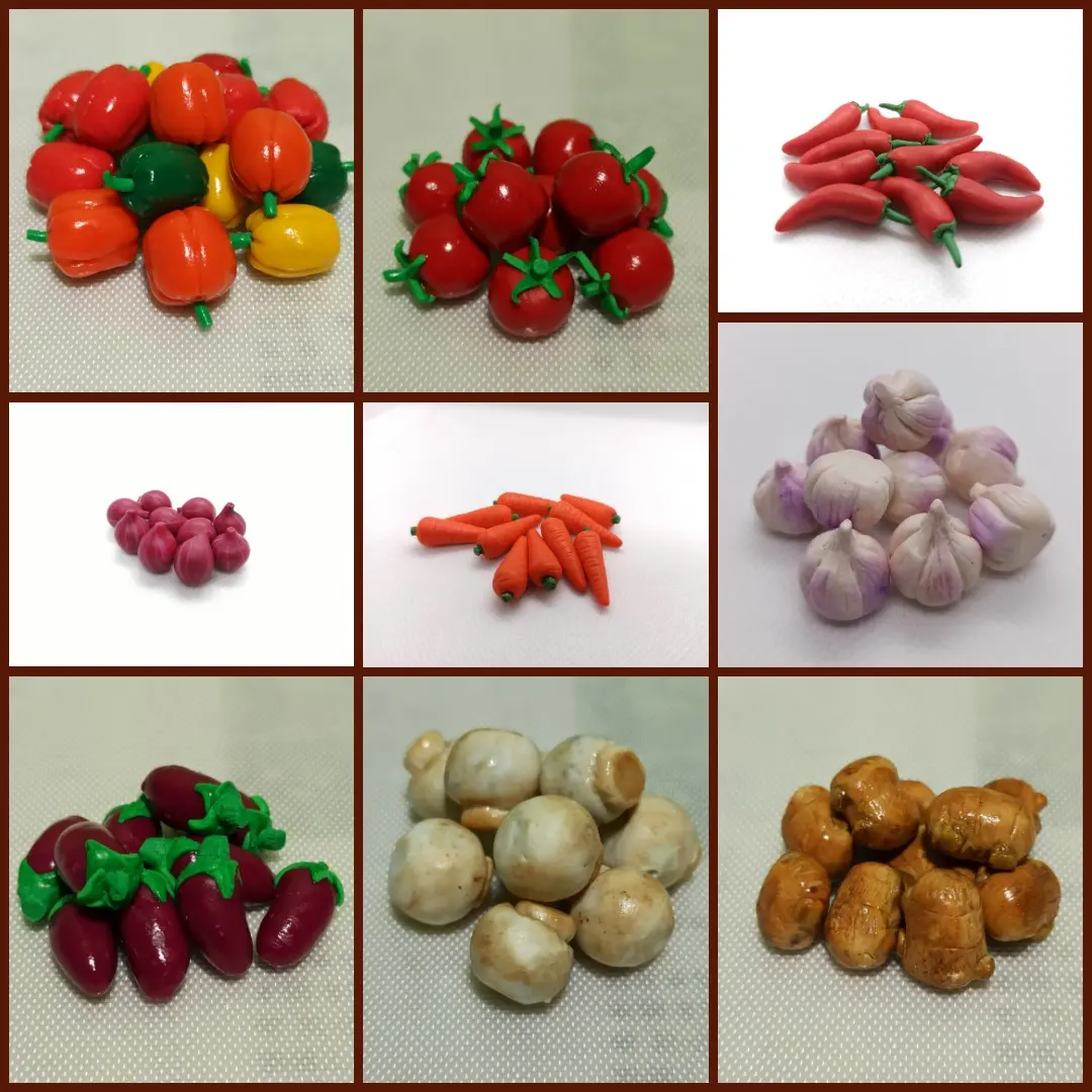 1PC Dollhouse Miniature Food Vegetable Bell Pepper Tomato Chilli Onion Carrot Garlic Eggplant Mushroom Ginger