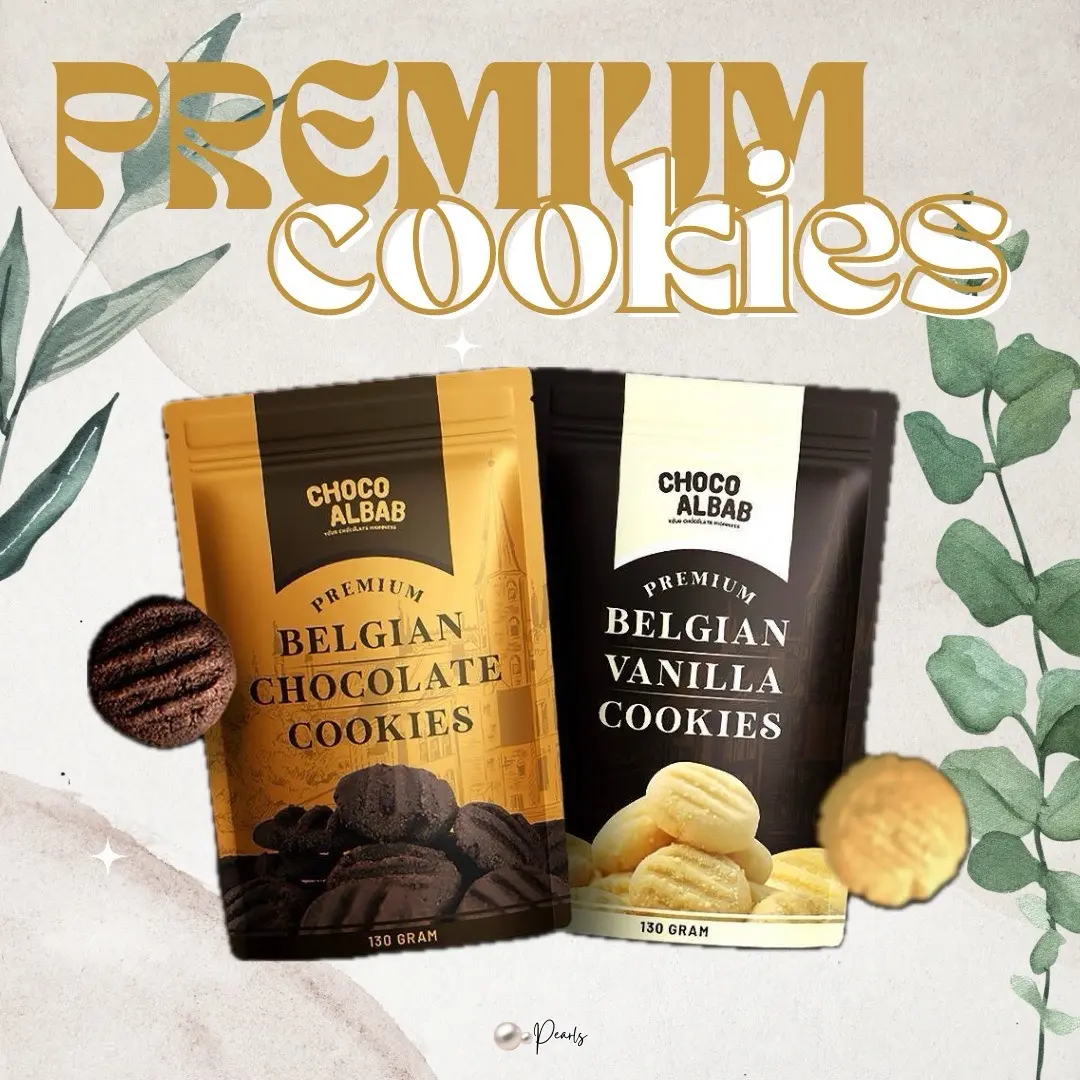 Choco Albab Premium Belgian Chocolate and  Vanilla Cookies in Resealable Pouch