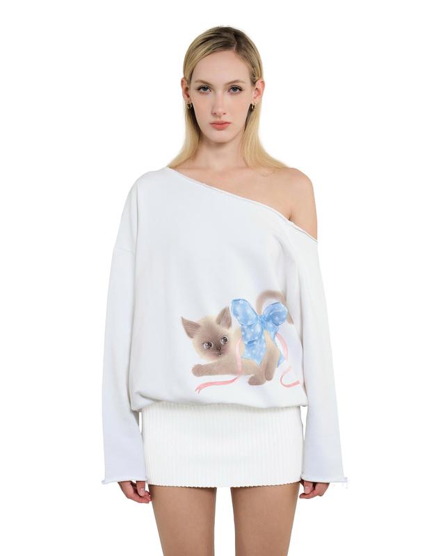 LSOUL - Ling Dress Đầm Trễ Vai Tay Dài Bo Gân Cotton Co Giãn In 3D V25101688 V25101689