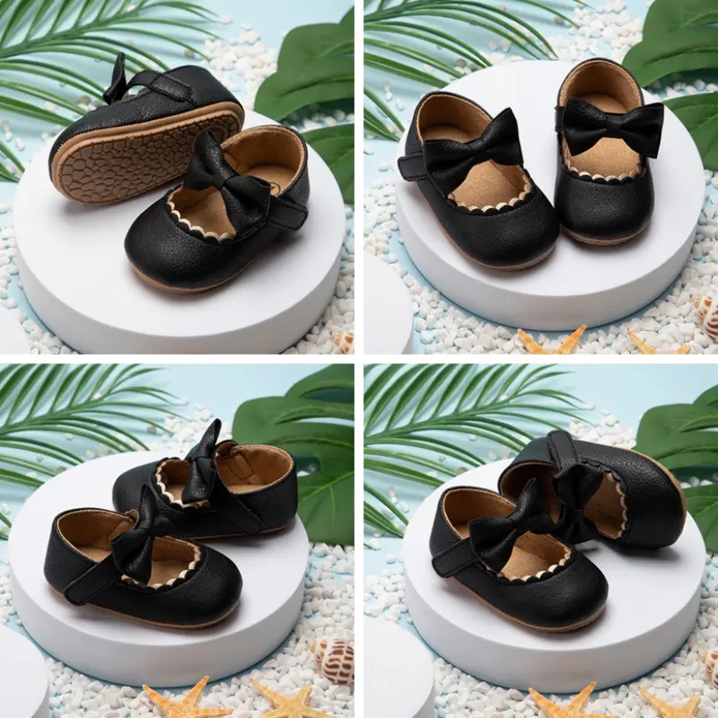 Giày Cho Em Bé Gái, Cỡ Trẻ Mới Biết Đi, Có Nơ, Giày Công Chúa, Màu Trơn Cắt Nông, Giày Đơn, Không Trơn Trượt, Thích Hợp Cho Em Bé Và Trẻ Mới Biết Đi 1
