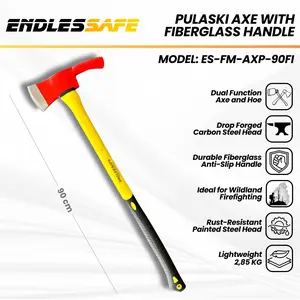 Pulaski Fire Axe Gagang Fiberglass – Kapak Pemadam Kebakaran Hutan & Alat Rescue Baja