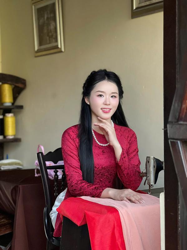  Pháp Phục Hân Nguyễn - B.A150 - Áo Bà Ba Gấm Tơ Hoa BaBi Cổ Tròn Nút Nụ Tay Dài Dây Kéo 