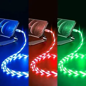 Kabel Data LED Jalan Warna Warni Fast Charging dengan Packing Cable Plastik - Charger