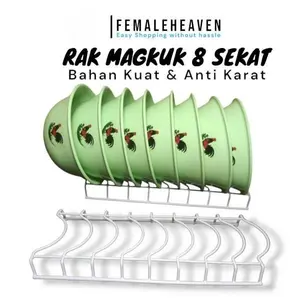 Rak Mangkuk Dapur Anti Karat Tebal Minimalis 3 Lapis untuk Pengeringan mangkok, Bahan Tahan karat kuat dan kokoh