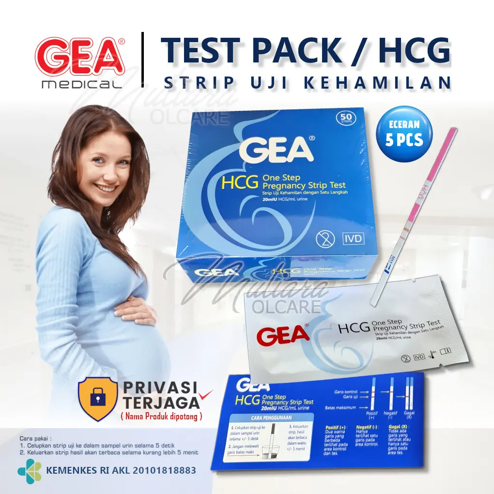 ECERAN 5 PCS - Tes Pack Kehamilan GEA / Test pack / Tespek Gea / HCG Urine Pregnancy