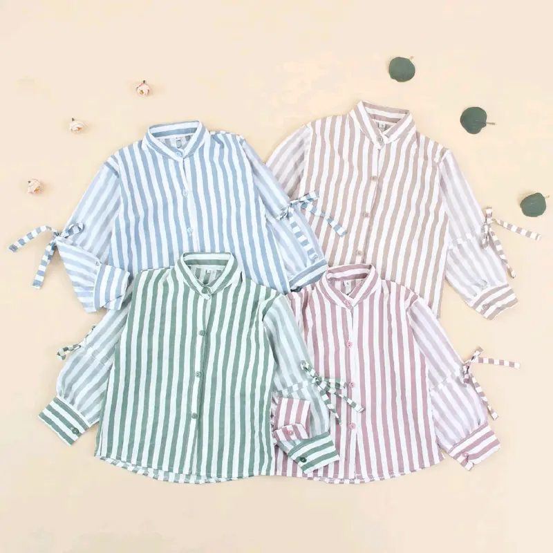 3-12 TAHUN KEMEJA ANAK OVERSIZE ORGANZA KEMEJA ANAK MOTIF SALUR Fashion 1
