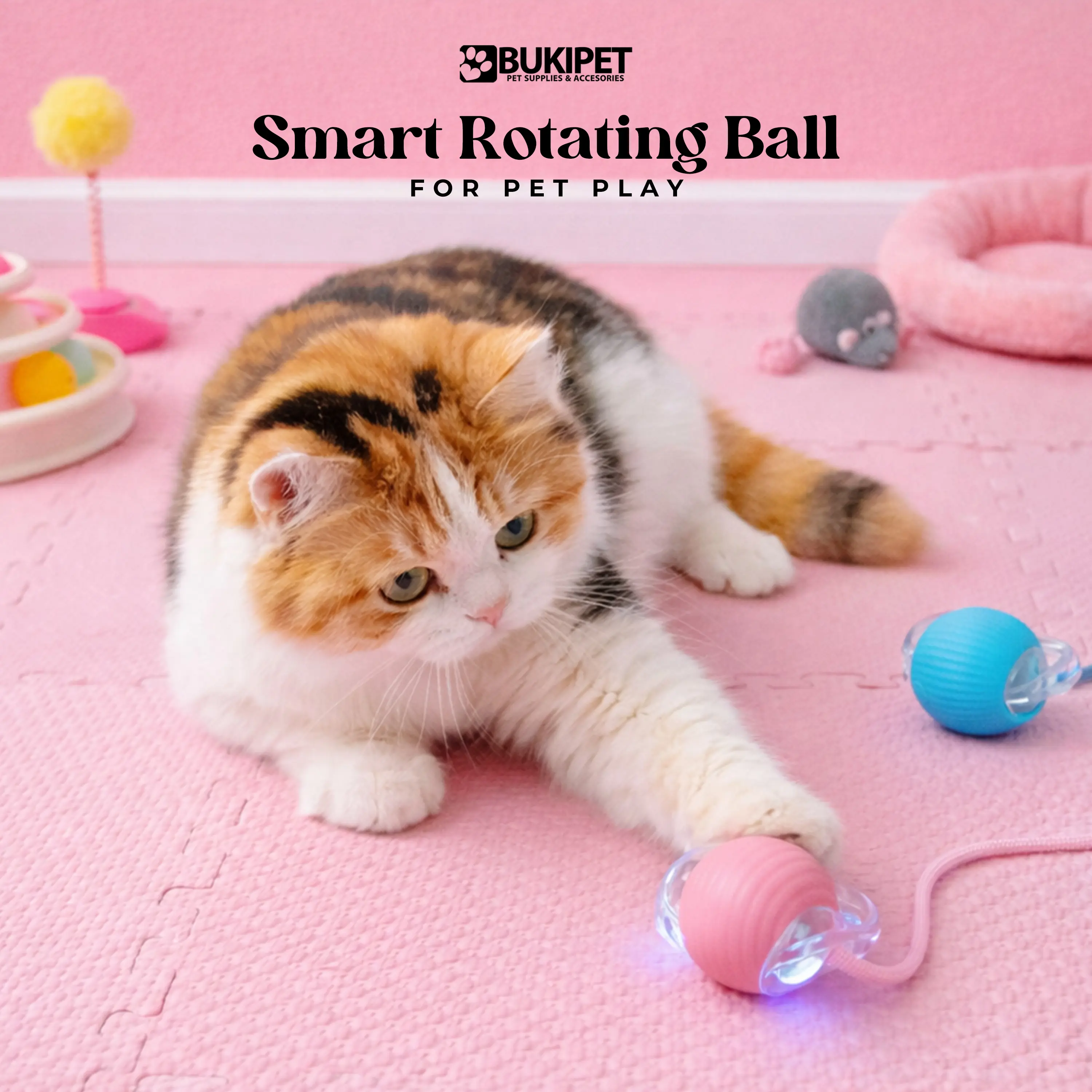 Mainan Bola Tali Kucing Anjing Cat Rolling Ball Mainan Listrik Cerdas - Smart Rotating Ball