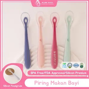 Sendok MPASI Bayi 100% Silikon - Super Lembut & Aman untuk Digigit, Tahan Steril Rebus, BPA Free