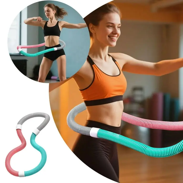 SPORTMAKESYOU Spring Hula Hoop Slimming Hulahop Pegas Portabel untuk Olahraga Pembakar Lemak Body Shaping Outdoor dengan Spiral PVC & Pegas Stainless Steel, work out dirumah