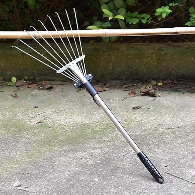Product Introduction of Grass Rake 9 Teeth Stainless Steel Rake Adjustable Steel Rake With Handle Gardening Rake L6K4 32