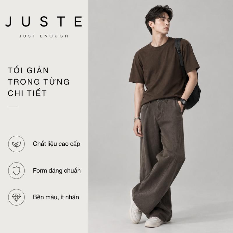 Quần Kaki JUSTE Nam Ống Suông Dáng Dài Cạp Cao