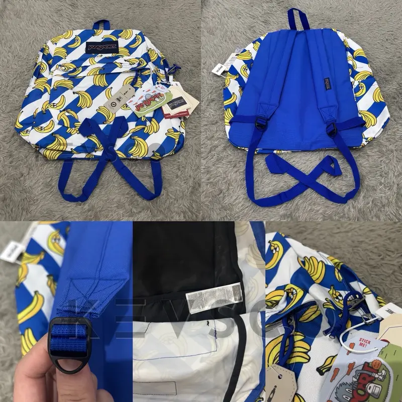 [READY/COD] tas ransel JANSPORT MOTIF SUPERBREAK LARGE FULL EMBOSS TAG HOLO BARCODE - pria wanita unisex anti air waterproof banana awan art blue cloud comic 4