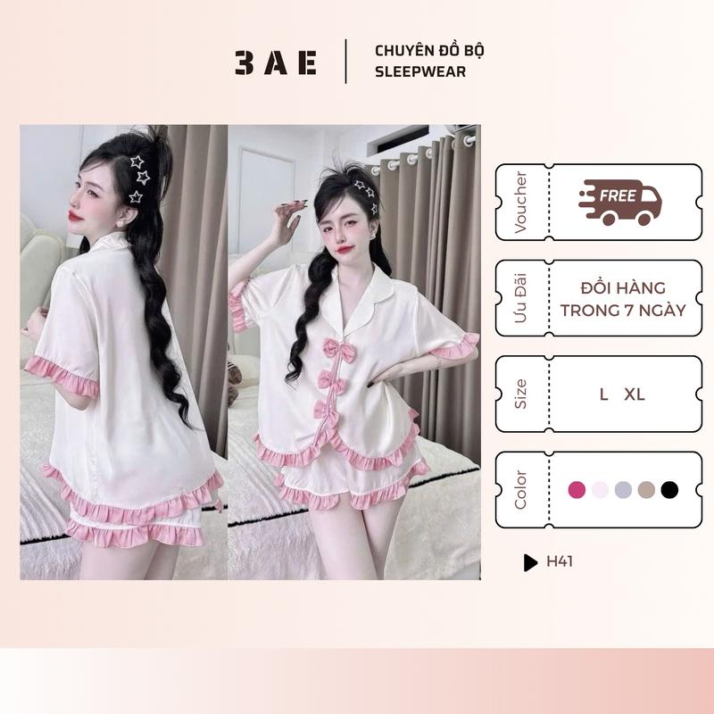  Set Đồ Ngủ Nữ - 3AE - Lụa Latin Dáng Thoải Mái Chất Liệu Mát Da Thiết Kế Dễ Thương H41 