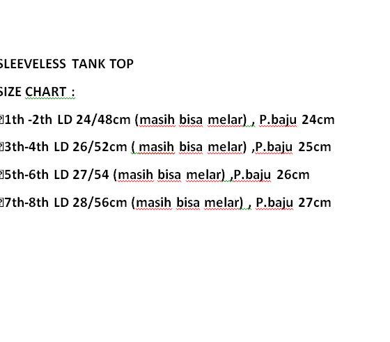 Product Introduction of ATASAN ANAK PEREMPUAN SLEEVELESS STRAP TANK TOPS USIA 1-8th 0