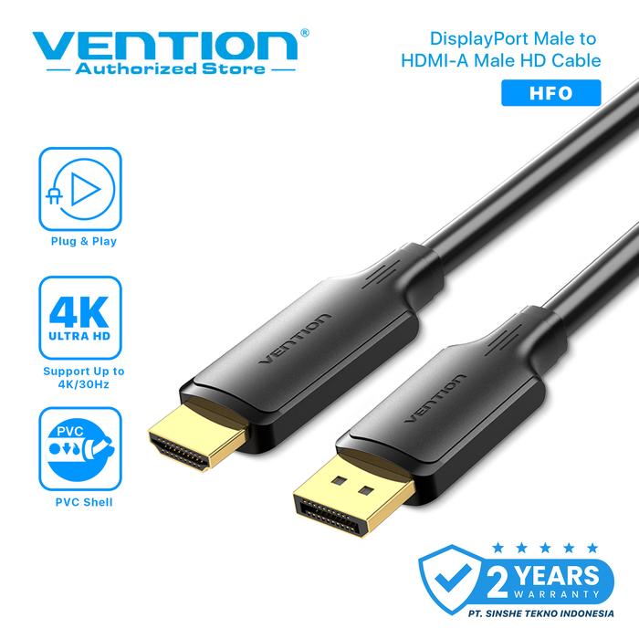 Gambar Vention Kabel DisplayPort DP Male to HDMI Male 4K dari Vention Authorized Store Kota Administrasi Jakarta Barat Tokopedia