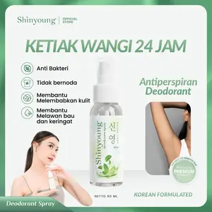 SHINYOUNG Deodorant Spray 60ml Perlindungan Total untuk Ketiak Sehat & Percaya Diri Ampuh Atasi Bau Badan Keringat Berlebih Lawan Bakteri & Jamur Jaga Kelembaban Alami Hingga Bantu Cerahkan Kulit Ketiak Original Asli Terdaftar BPOM
