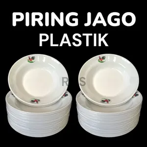 piring makan ayam jago putih Plastik 12 pcs 1 lusin Kitchenware