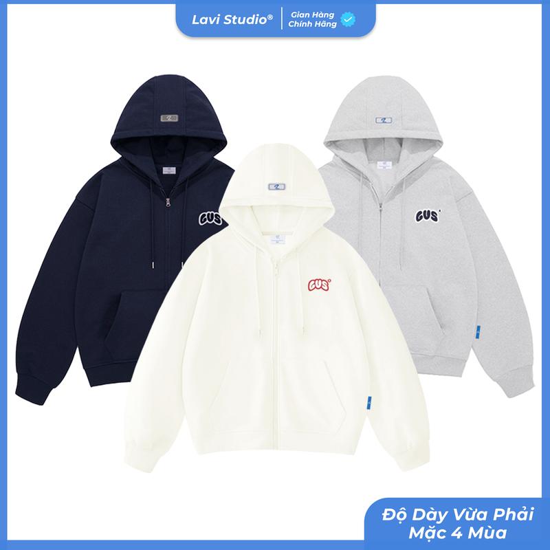 Áo Hoodie Zip Chữ Thêu Xù Lavi Studio Vải 2 Da Không Xù Mặc 4 Mùa Sophia
