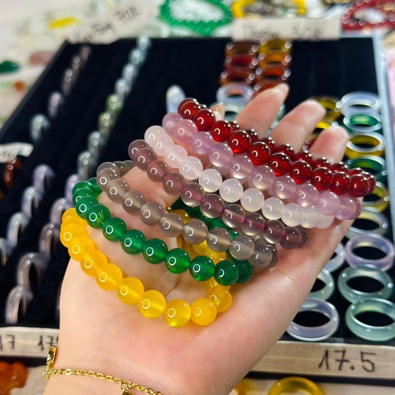  Chuỗi vòng tay mã não nhiều màu- đá mã não tự nhiên 