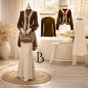 Rompi Lepas Wiza Rok Scuba satu Set Inner Outer Dan Rok Scuba Muslim Wanita Pesta Kondangan Lebaran