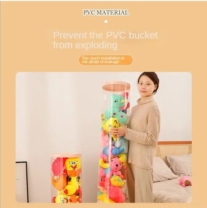 [COD] Tidy Tribe Hadiah Doll Storage Bucket Gaya Ritsleting Transparan Tabung Storage Boneka Dengan Penutup 90/120/150CM Penyelenggara Berkapasitas Besar Dudukan Doneka 7