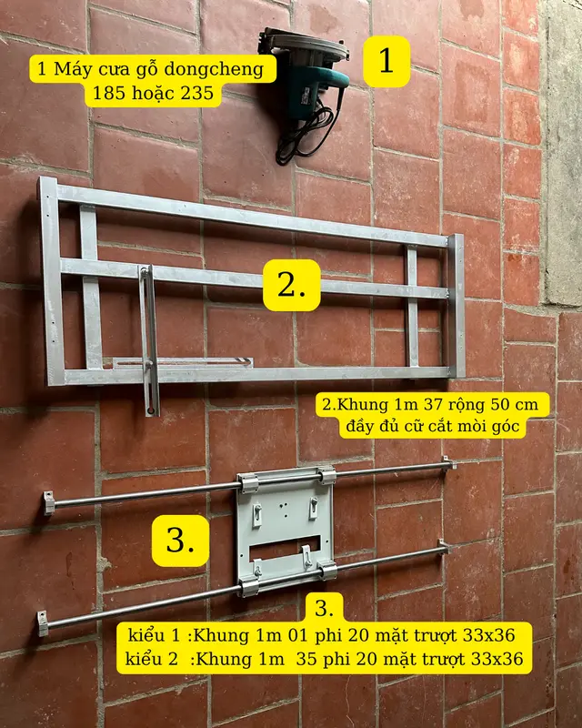 Khung trượt máy cắt cầm tay Nghiêm Vượt Khó bằng inox, lắp được nhiều máy cắt đến từ nhiều thương hiệu khác nhau mặt bàn lớn 33x36 cm ( lưu giá này chỉ có khung gồm 2 thanh trượt đăc mạ rom, 4 ổ bi, 4 gối đỡ 1 mặt trượt 33x36 ốc vít phụ kiện đi kèm ) 6