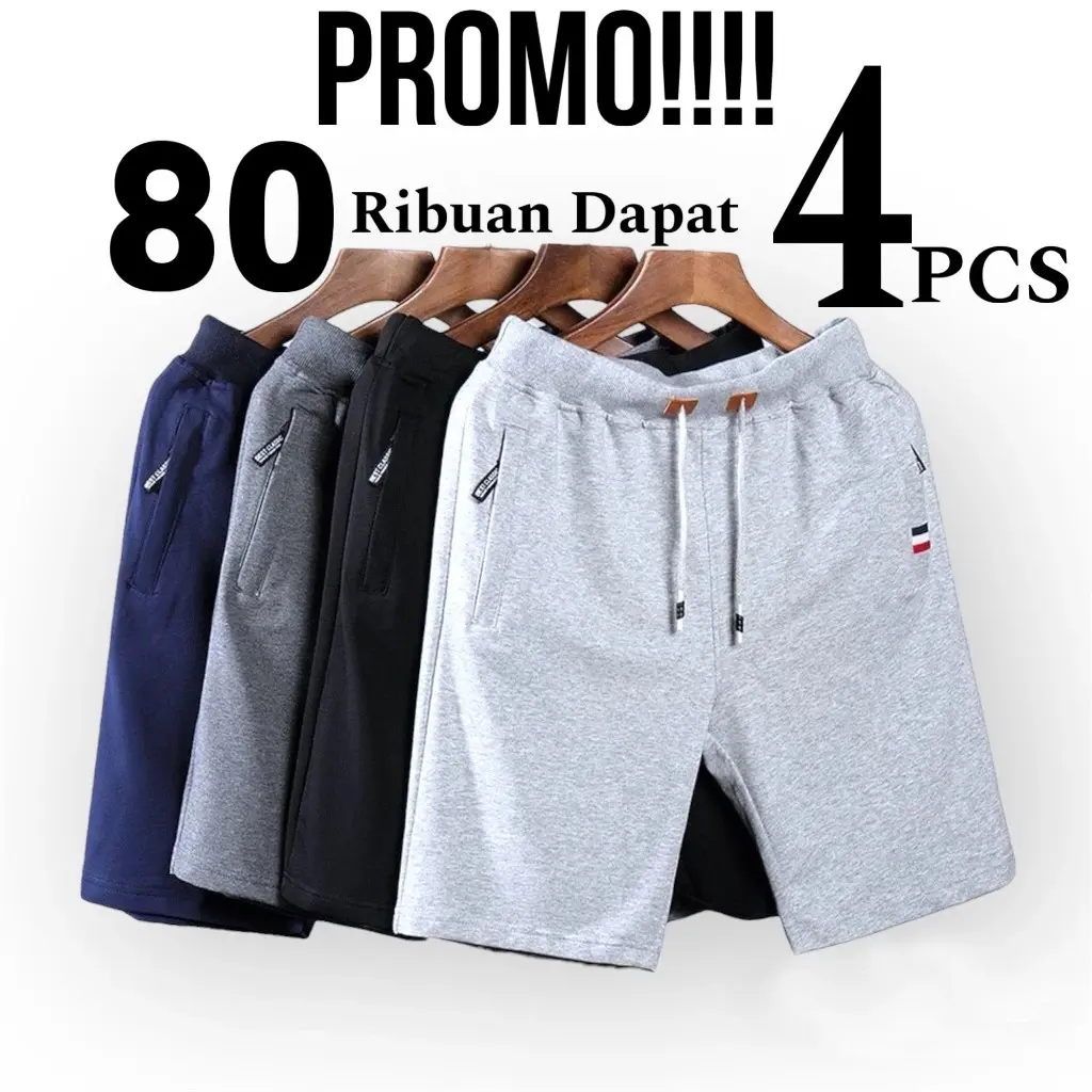 PROMO PALING MURAH celana pendek cowok dewasa dapat 4 Pcs Babyterry Nyaman Santai Fit Boxer Pria Denim Panjang