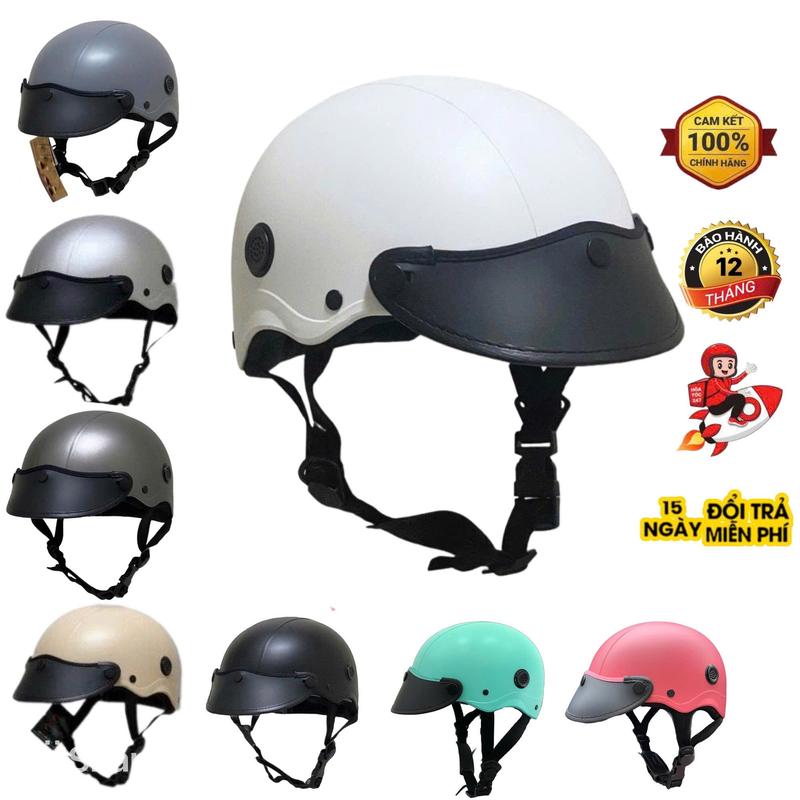 Nón Bảo Hiểm Nửa Đầu Trơn Màu Sơn Nhám Có Lỗ Thông Gió, Mũ Bảo Hiểm Thời Trang Cho Nam và Nữ  C4M Helmets