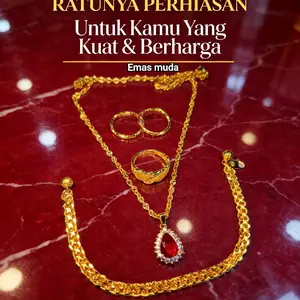 Satu Set Perhiasan wanita batu merah 17,7k anti karat anti luntur mewah dan elegan Jade