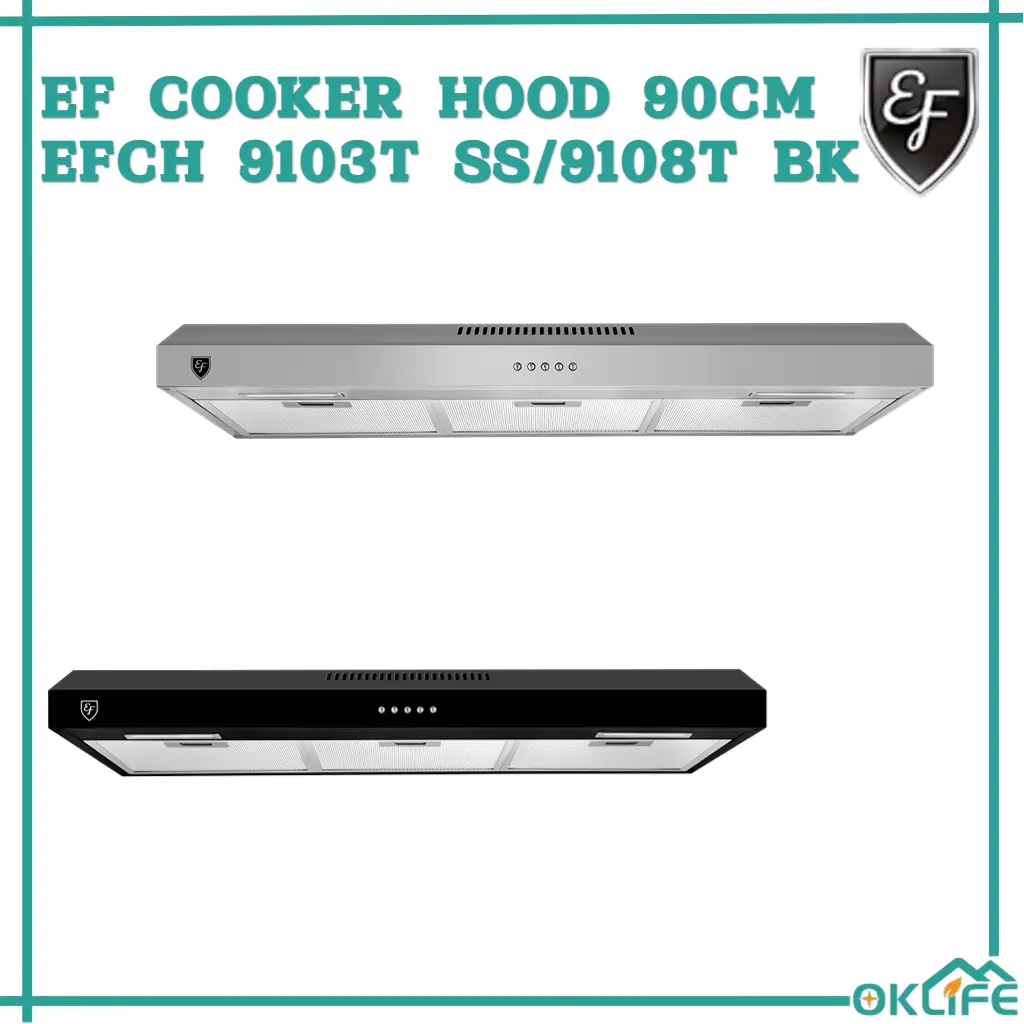 [OKLIFE. SG]EFCH 9103T SS EFCH 9108T BK 90CM Cooker Hood Conventional Hoods Cooker Hoods Slim Hoods