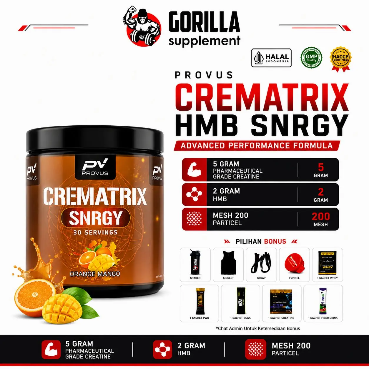 PROVUS Creatine + HMB 30 / 60 Serving CREMATRIX SNRGY