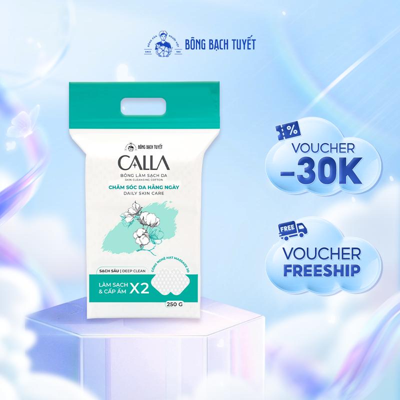 Bông làm sạch da Bông Bạch Tuyết Calla Sạch sâu túi 250gr an toàn cho da