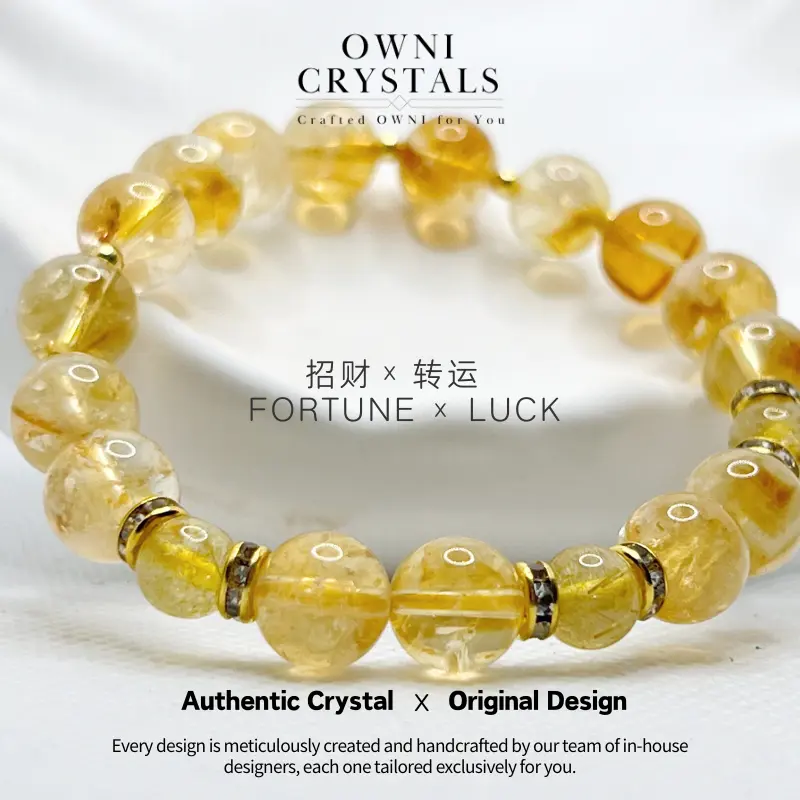 【OwniCrystals】Stone of wealth Citrine Natural charm crystal bracelet bangle for woman