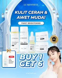 LUMIWHITE - Paket Brightening Lengkap - Toner-Facialwash-Serum-DayCream-NightCream (FREE 1 SERUM WHITENING BOOSTER)