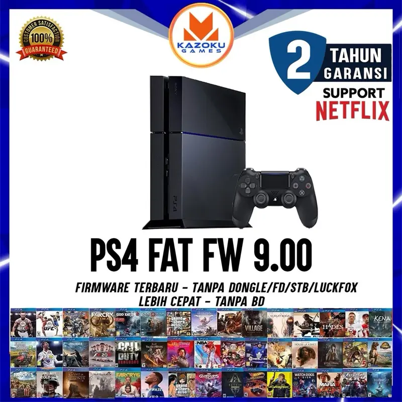 SONY PS4 FAT Offline Fw 9.00 Konsol 500GB/1TB Gamepad Wireless Free Games Offline Garansi 2 Tahun