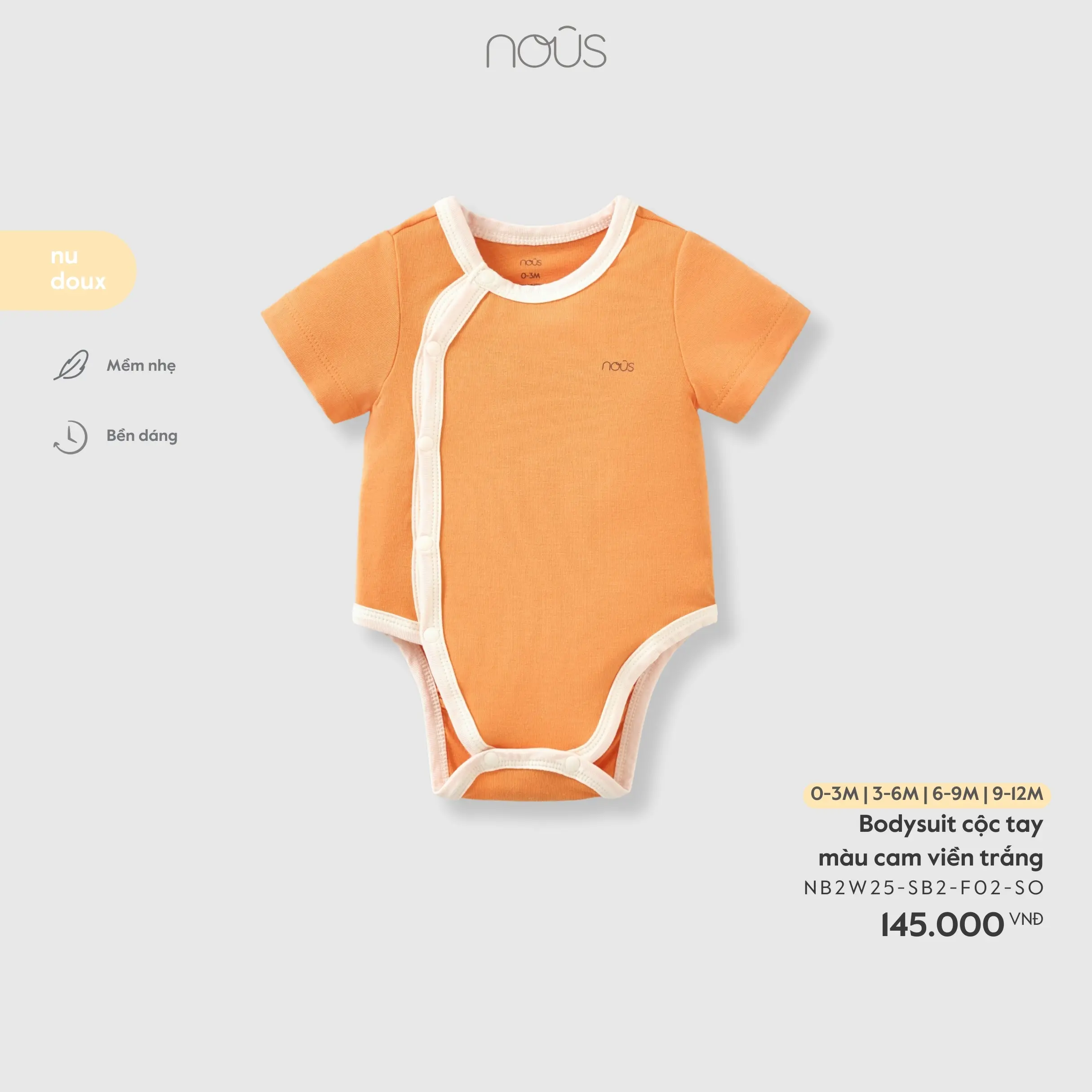 Bodysuit cộc tay màu cam viền trắng