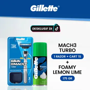 Gillette Mach 3 Turbo Pencukur Isi Ulang Pisau Cukur & Gillette Shaving Foam Lemon Lime 175gr