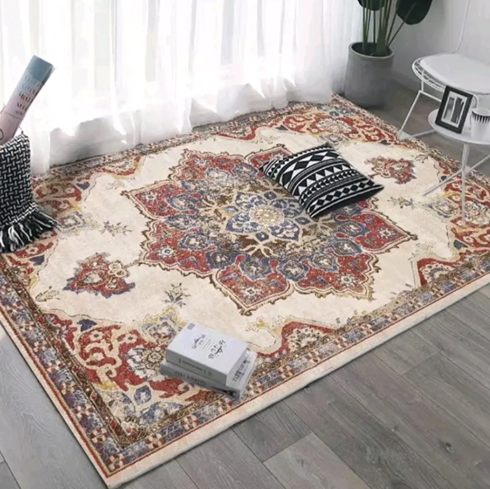 Karpet Lantai Polyester Ruang Tamu Keluarga Anti Selip Ukuran 100*150 cm