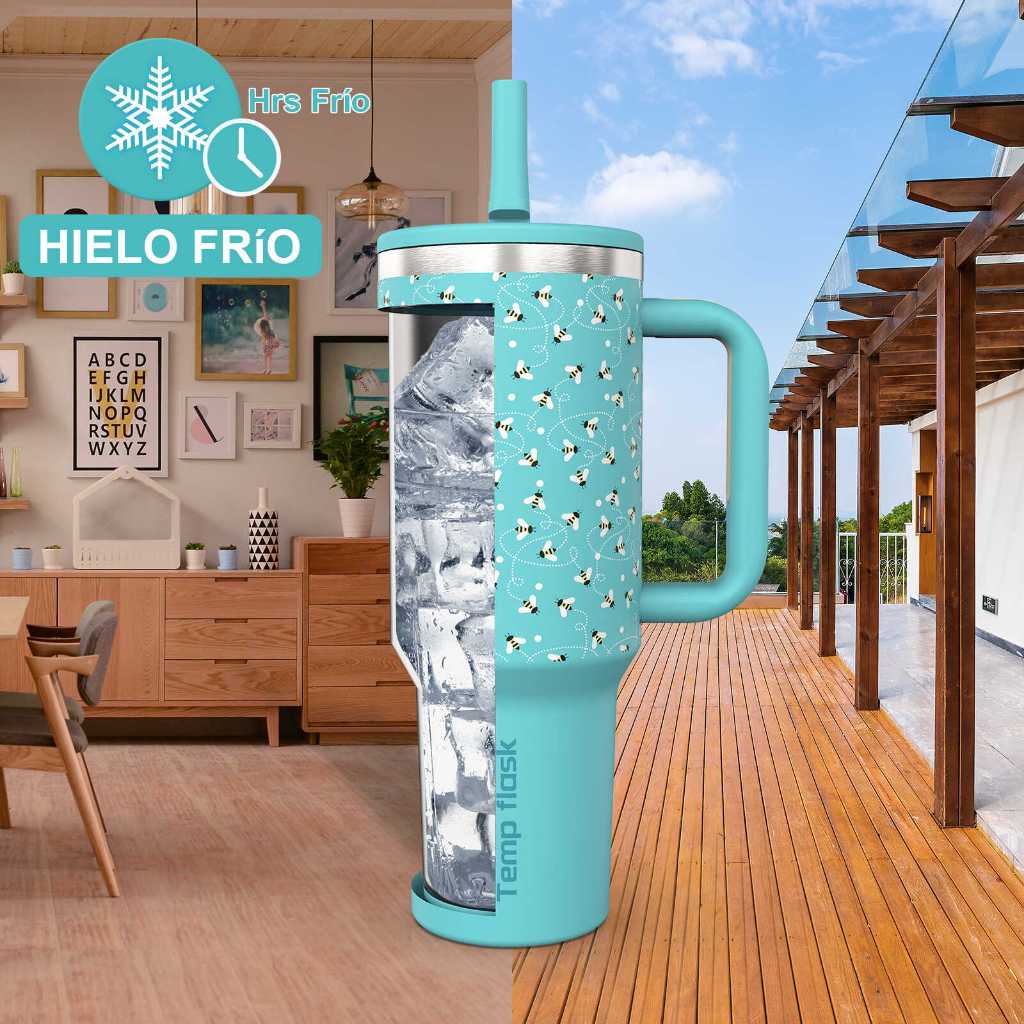 Tempflask@PASHLINC Botol Minum Tumbler Termos Portable Stainless Steel Handle 2in1 Vacuum Insulated Gelas Mobil Cangkir Silikon 40oz (1200ml) bts tahan dingin yeti super clone