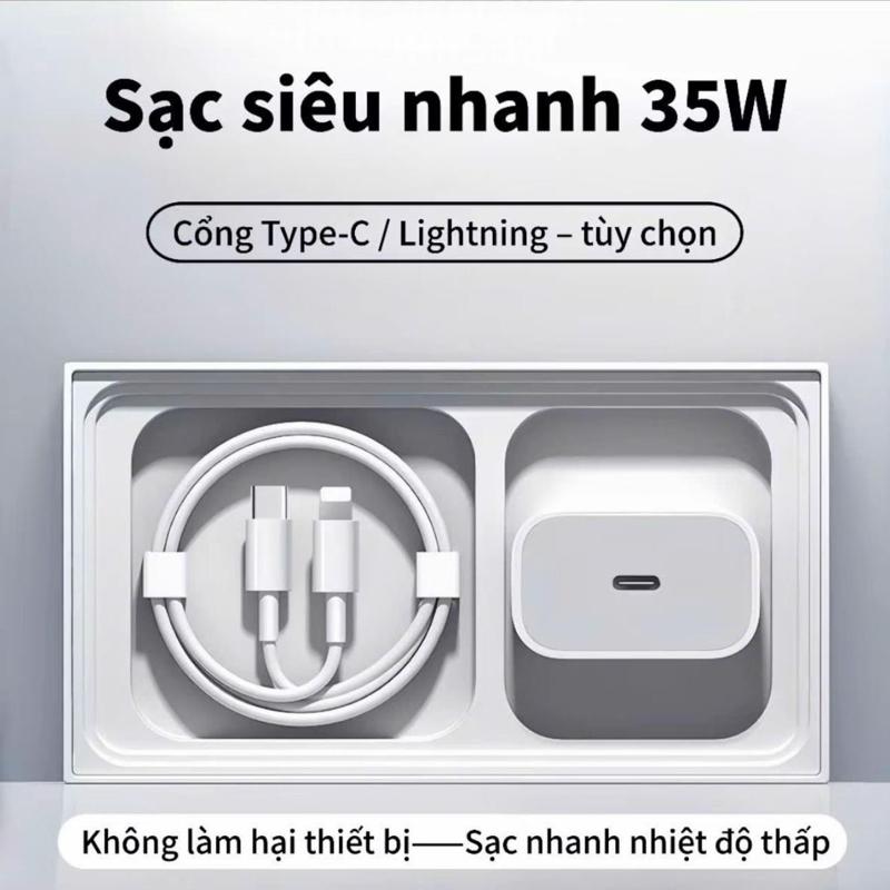 Sạc Siêu Nhanh 35W Cổng Type-C / Lightning Tùy Chọn Không Làm Hại Thiết Bị Sạc Nhanh Nhiệt Độ Thấp