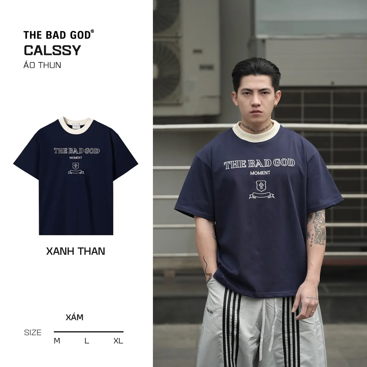 Áo Thun Nam Cổ Tròn The Bad God Calssy Chất Liệu COTSYN Thêu Họa Tiết - Menswear - BST Áo thun năm 2025