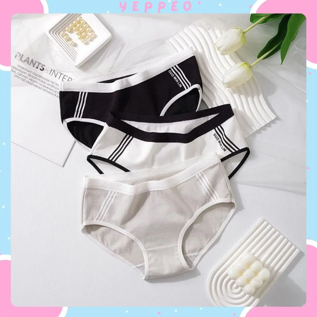 YEPPEO~CD1532 Celana Dalam Brief Wanita Fashion Sweet Good CD Undies Wanita Mid Waist Katun Anti Nyeplak Fashion Es Sutra Lembut Motif