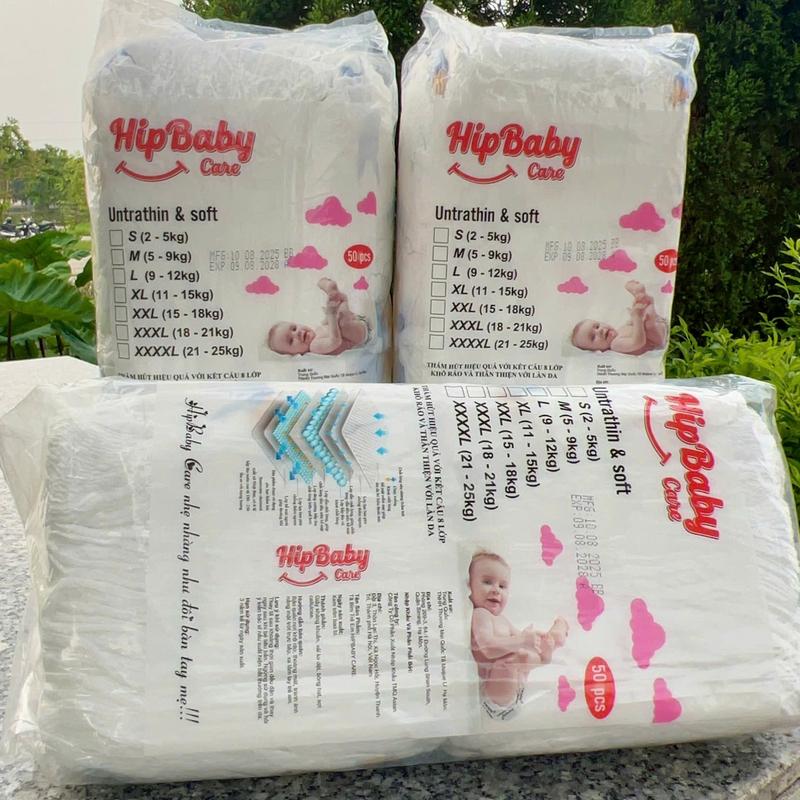  Combo3 bịch 150 tã Bỉm Hip Baby Care loại 1 phiên bản nâng cấp Đủ size cho bé yêu 