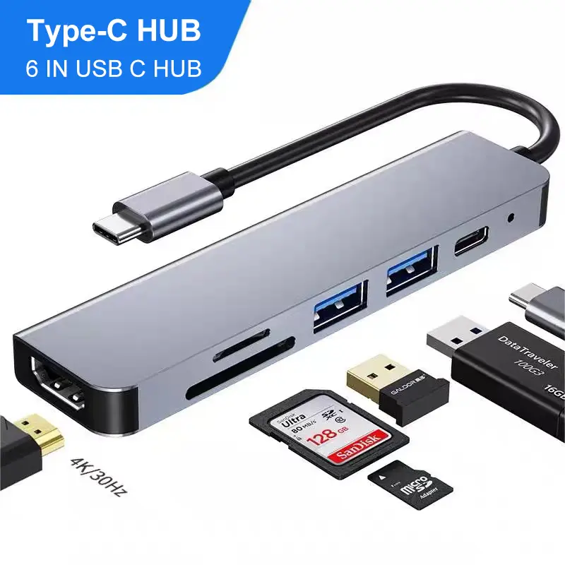Stasiun Dok Tipe C Pemisah USB Konverter USB Adaptor HDMI Stasiun Dok Ekspansi Layar Proyeksi PD Pengisian Daya Cepat Cocok untuk Ponsel dan Tablet Tipe C Ke Kartu Jaringan Kabel Koneksi Komputer 0